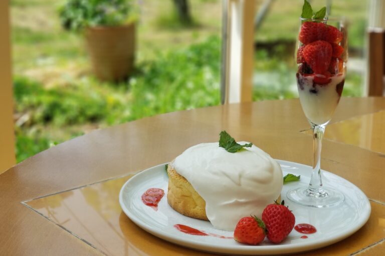 期間限定のドルチェが登場！「ぶどうの木農園いちごと朝摘みミントのパンケーキ」、5月末ごろまで。